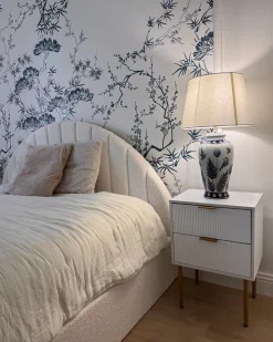 Lampa stołowa BIJELA Porcelana Biały/ niebieski