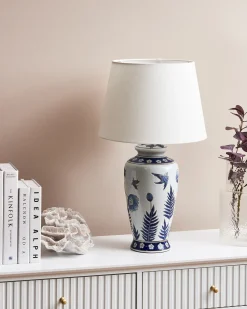 Lampa stołowa BIJELA Porcelana Biały/ niebieski