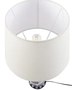 Lampa stołowa BIJELA Porcelana Biały/ niebieski