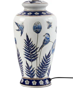 Lampa stołowa BIJELA Porcelana Biały/ niebieski
