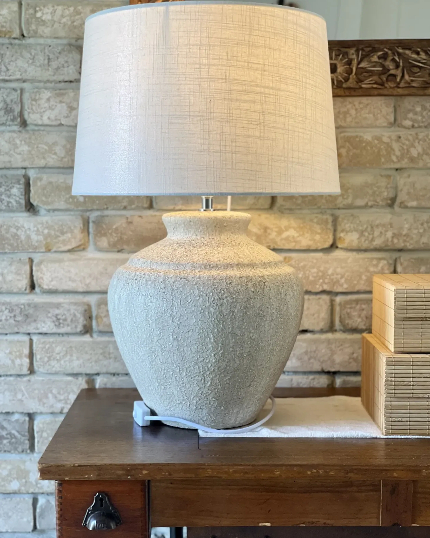 Lampa stołowa CAINE Ceramika Jasnobeżowy