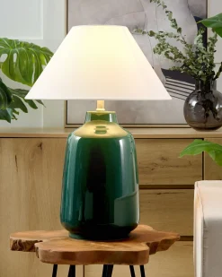 Lampa stołowa CARETA Ceramika Ciemnozielony
