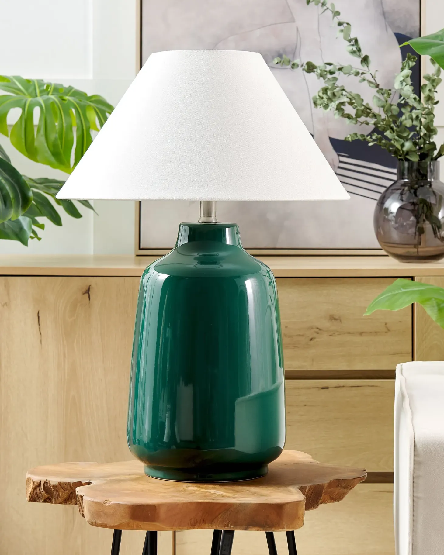 Lampa stołowa CARETA Ceramika Ciemnozielony