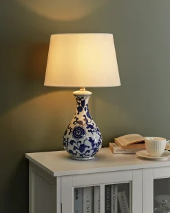 Lampa stołowa CARMEN Porcelana Biały/ niebieski