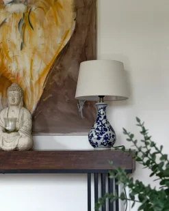 Lampa stołowa CARMEN Porcelana Biały/ niebieski