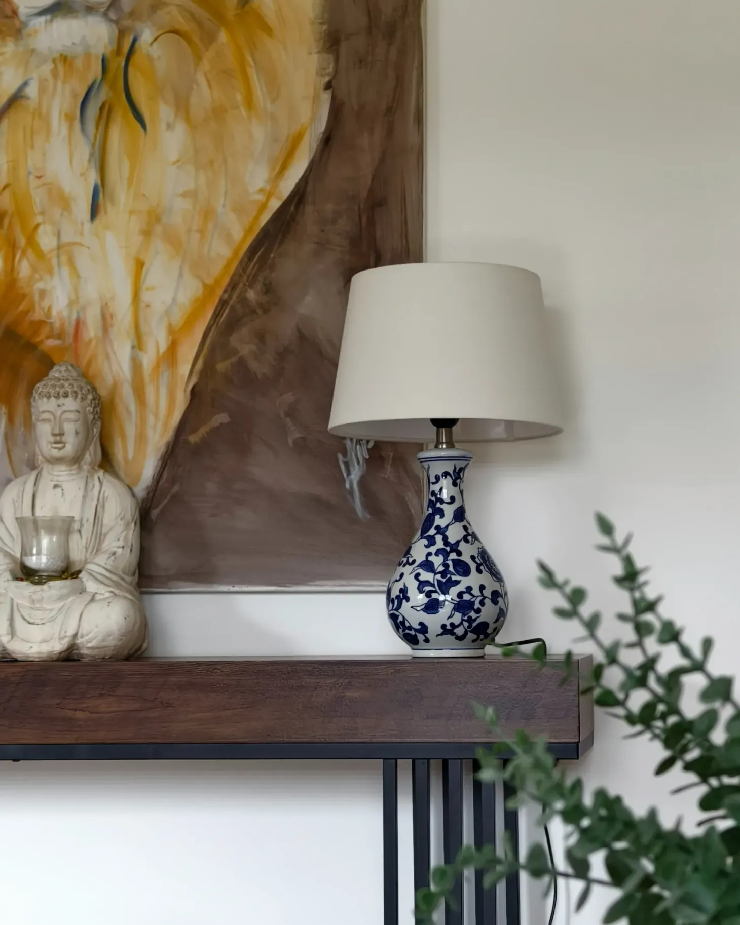 Lampa stołowa CARMEN Porcelana Biały/ niebieski