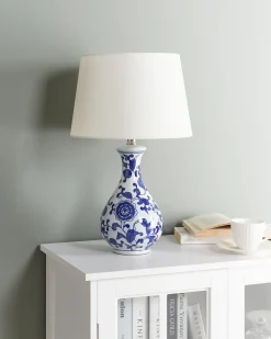 Lampa stołowa CARMEN Porcelana Biały/ niebieski