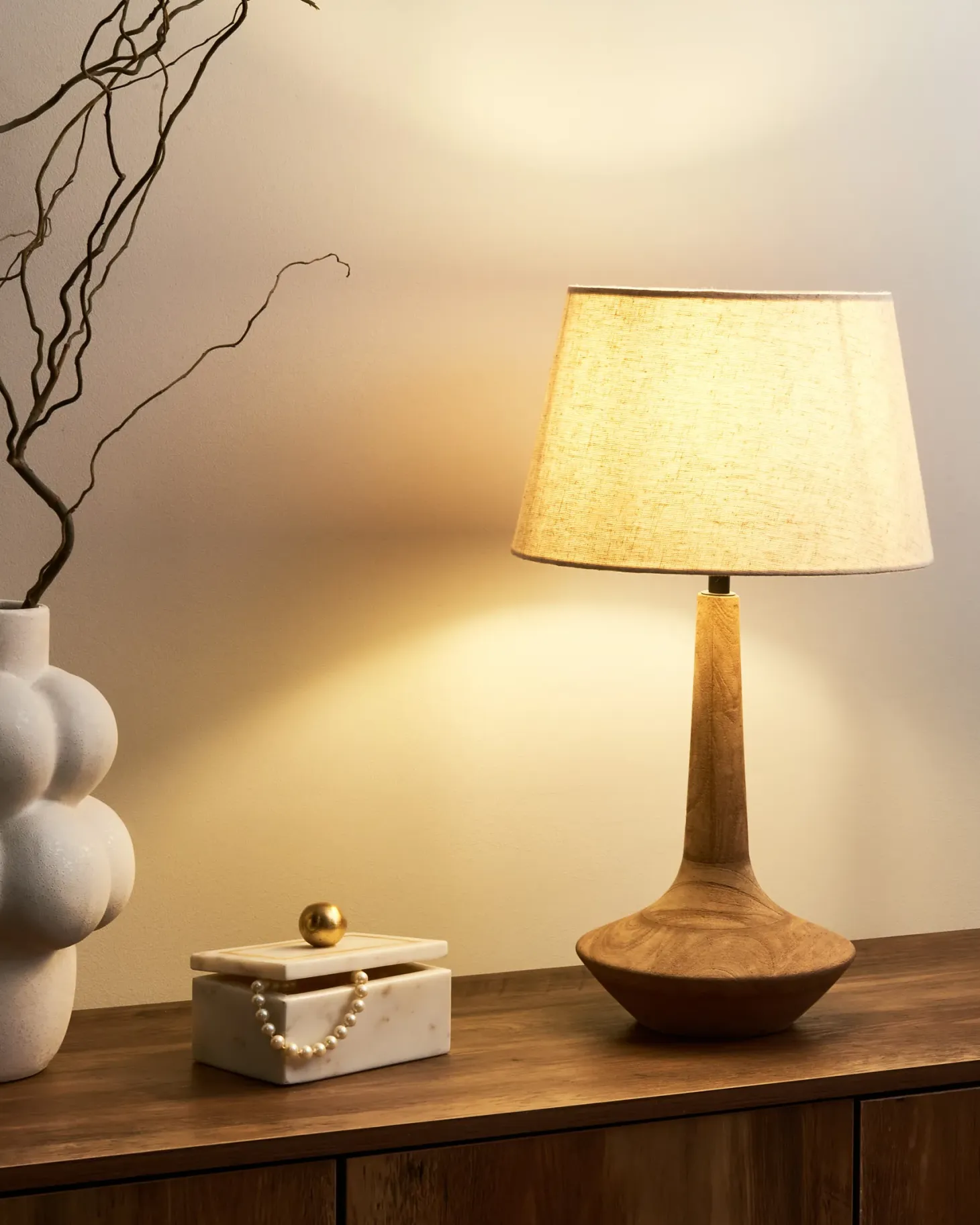 Lampa stołowa GODAWARI Drewno mango Ciemnobrązowy
