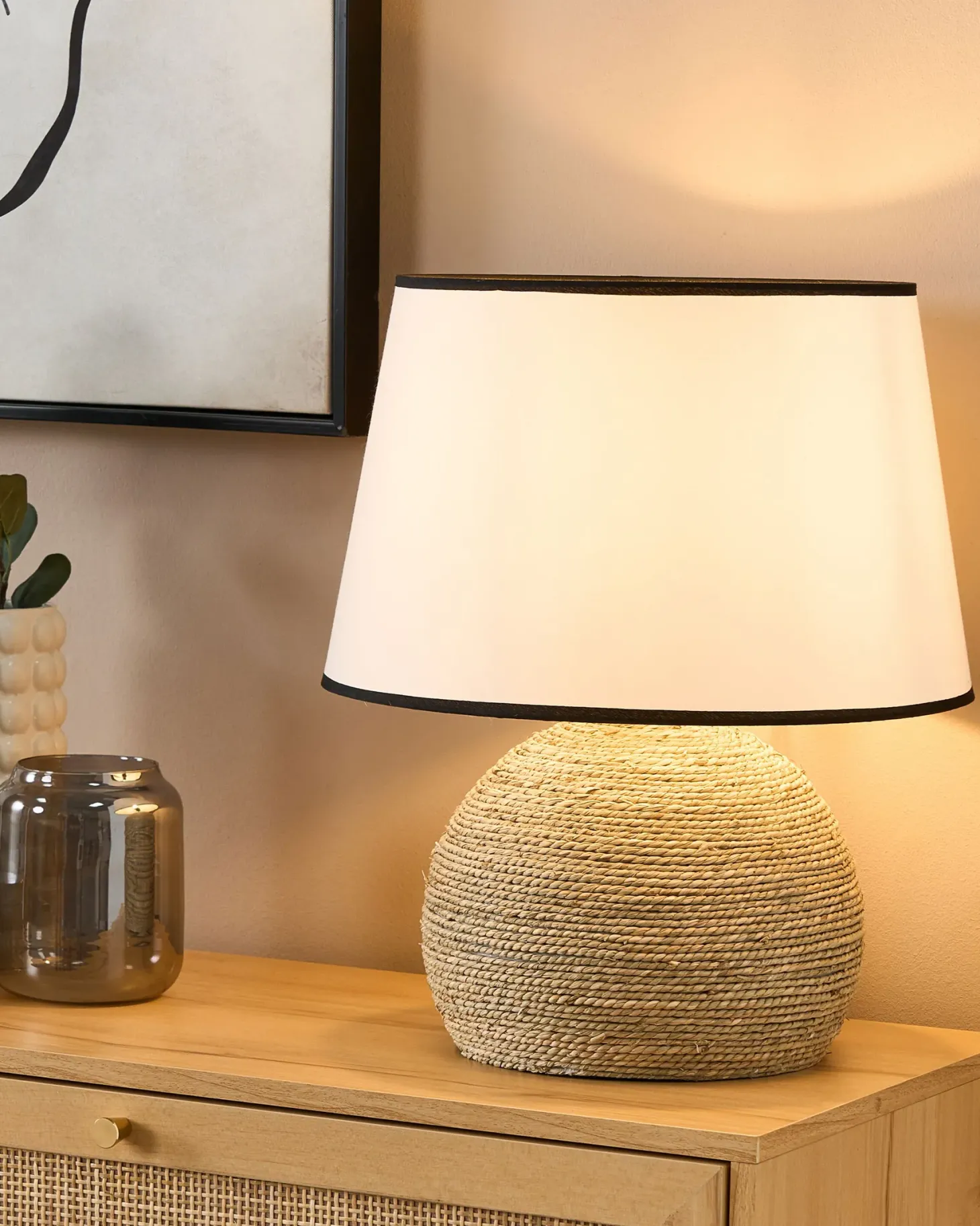 Lampa stołowa GROWEE Plecionka Naturalny