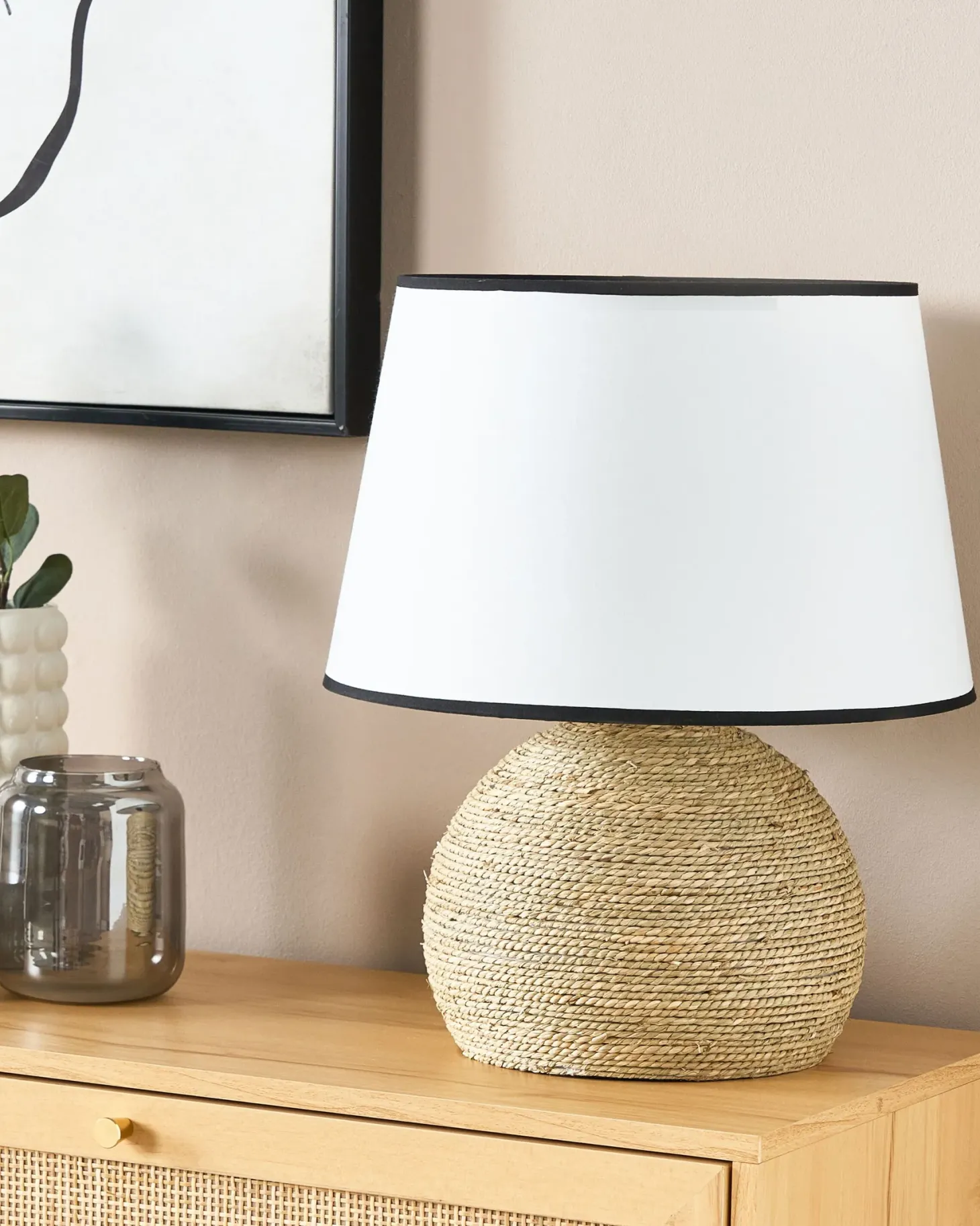 Lampa stołowa GROWEE Plecionka Naturalny