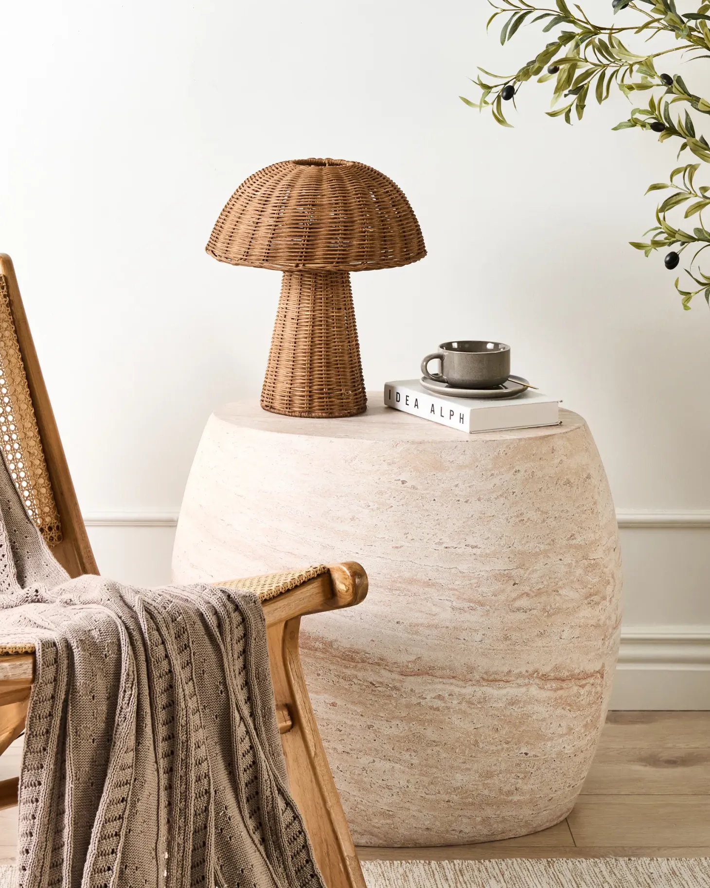 Lampa stołowa Grzybek ALERO Rattan Naturalny