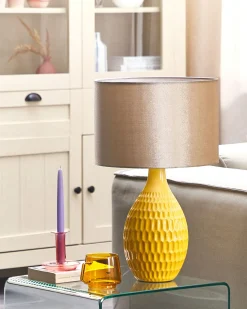 Lampa stołowa HADDAS Ceramika Żółty