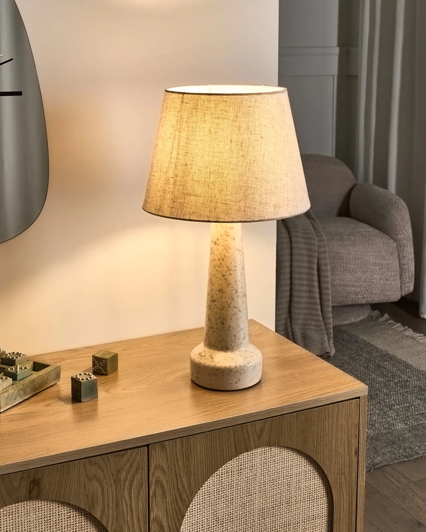 Lampa stołowa HUMUYA Ceramika Jasnobeżowy