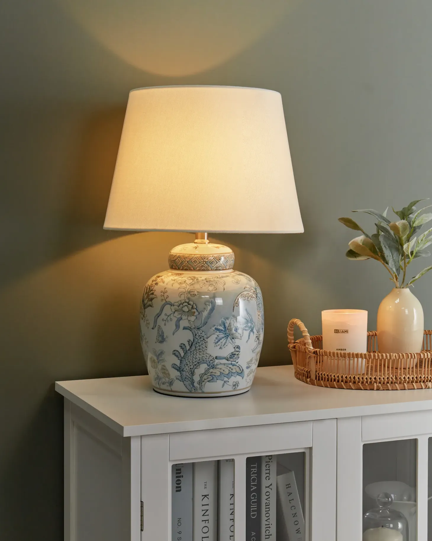 Lampa stołowa JAMAPA Porcelana Biały/ niebieski