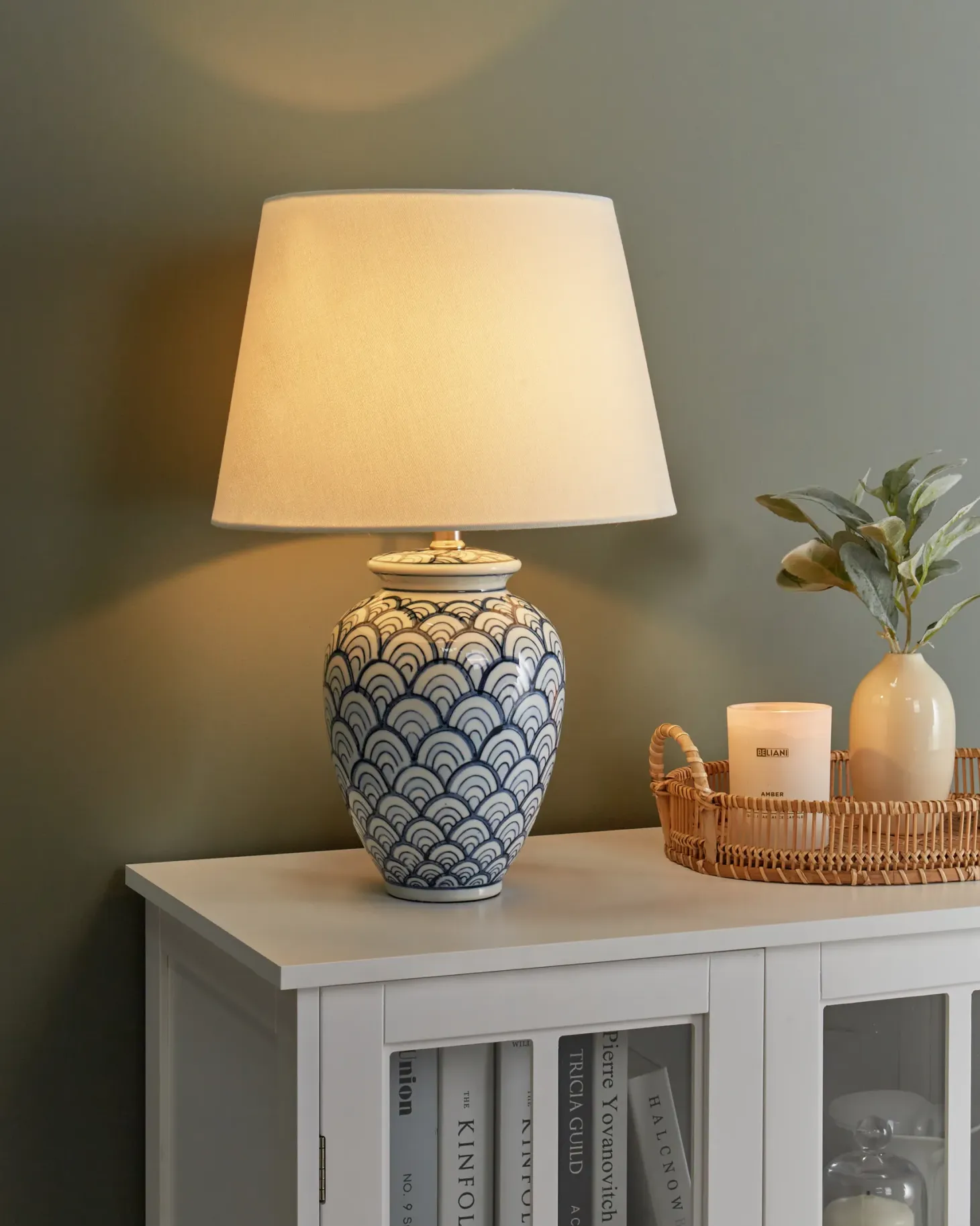 Lampa stołowa JAUCA Porcelana Biały/ niebieski