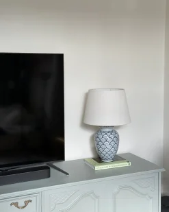 Lampa stołowa JAUCA Porcelana Biały/ niebieski