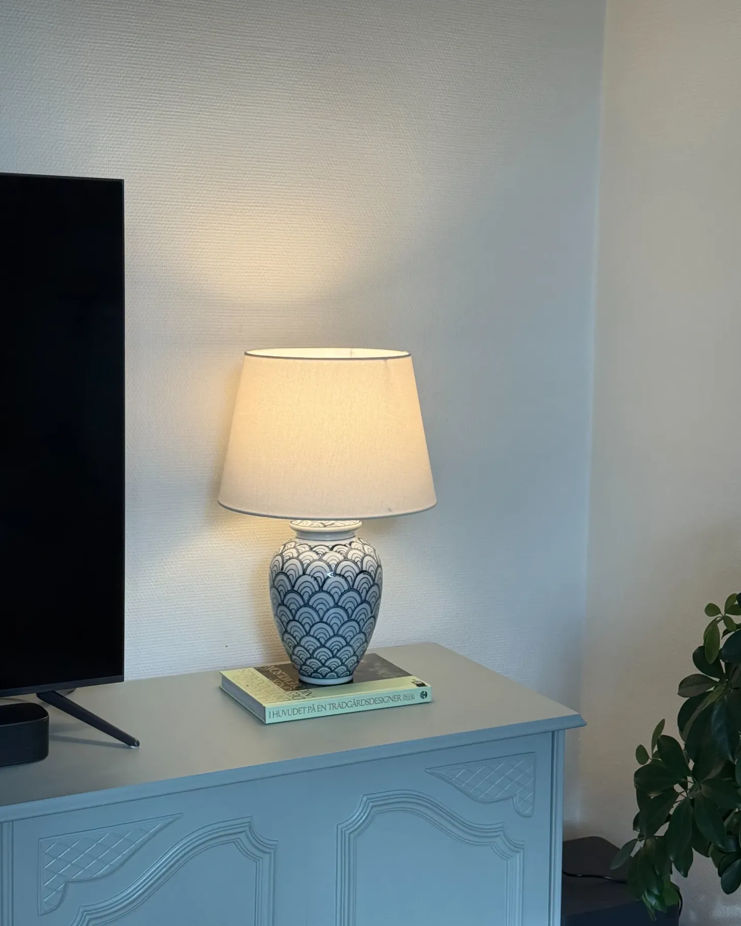 Lampa stołowa JAUCA Porcelana Biały/ niebieski