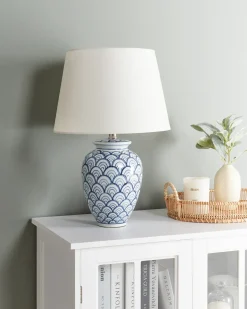 Lampa stołowa JAUCA Porcelana Biały/ niebieski