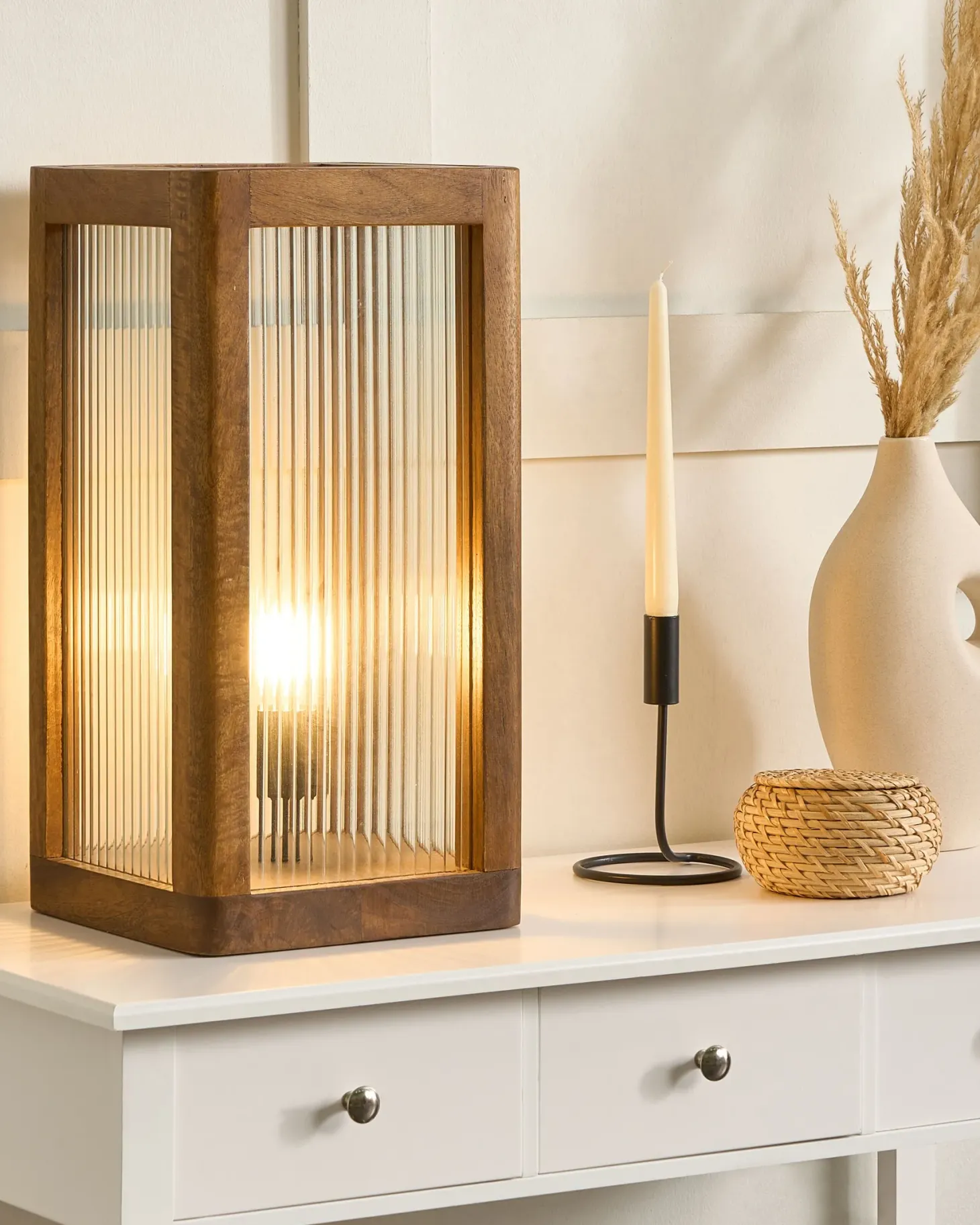 Lampa stołowa KOLIDAM Drewno mango Brązowy