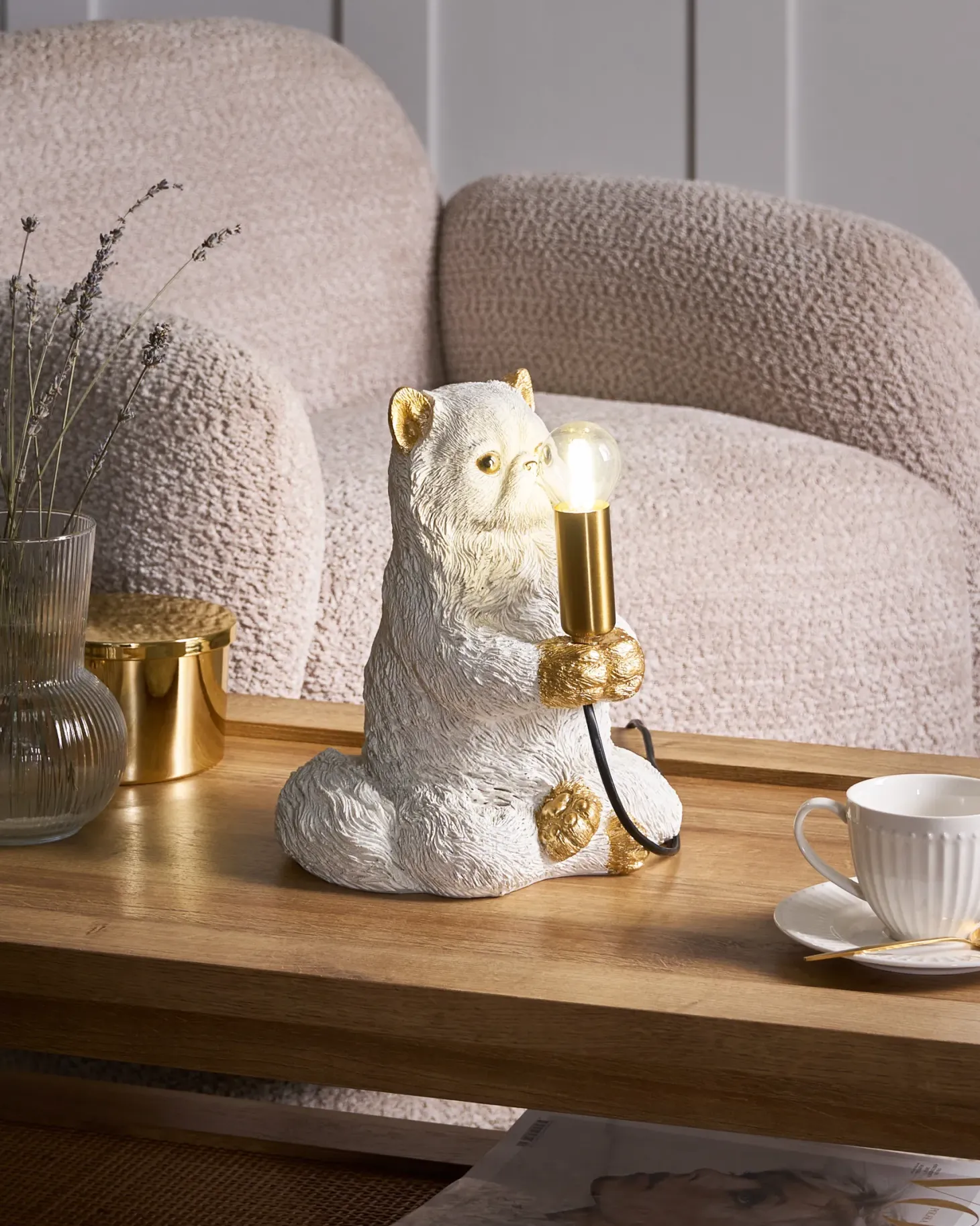 Lampa stołowa Kot YOKO Biały