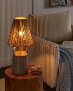 Lampa stołowa LARISSOS Ceramika Beżowoszary