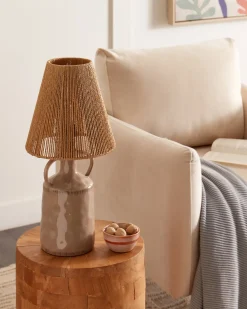 Lampa stołowa LARISSOS Ceramika Beżowoszary