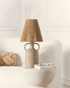 Lampa stołowa LARISSOS Ceramika Beżowoszary