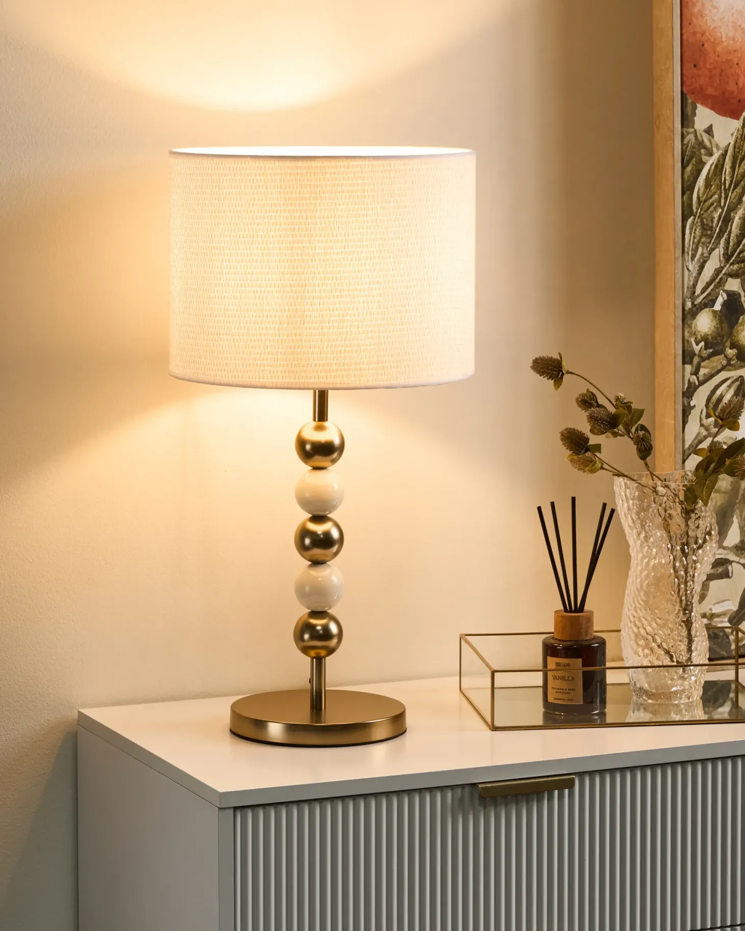 Lampa stołowa LOKY Metal Mosiężny/beżowy