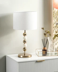 Lampa stołowa LOKY Metal Mosiężny/beżowy