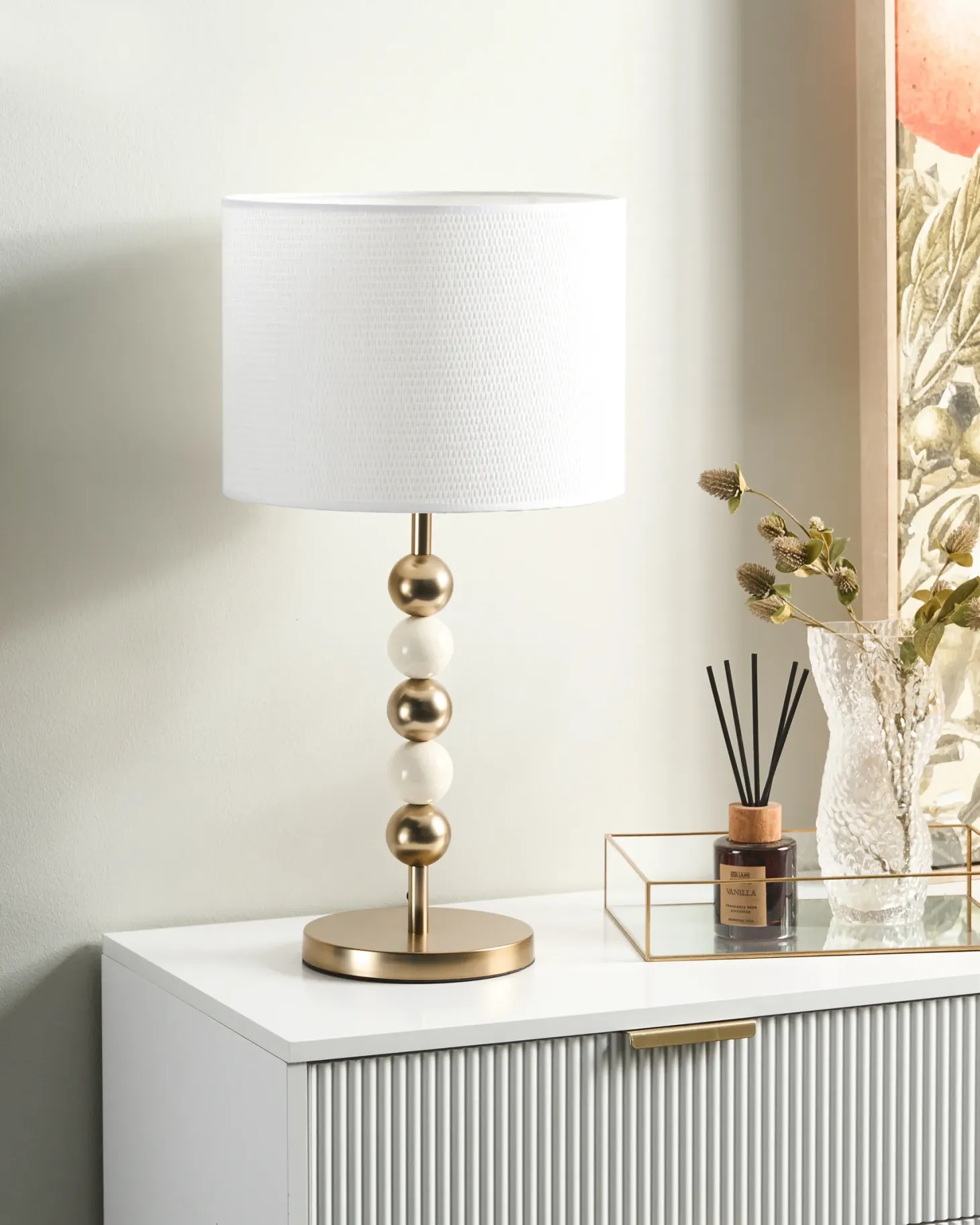 Lampa stołowa LOKY Metal Mosiężny/beżowy