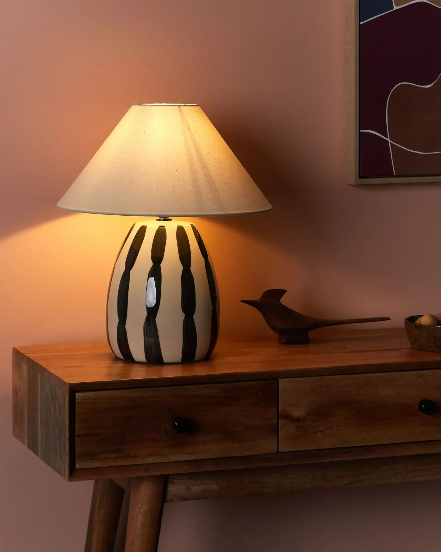 Lampa stołowa LUCHETTI Ceramika Czarny/ biały