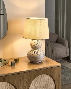 Lampa stołowa MACAL Ceramika Biały/ niebieski