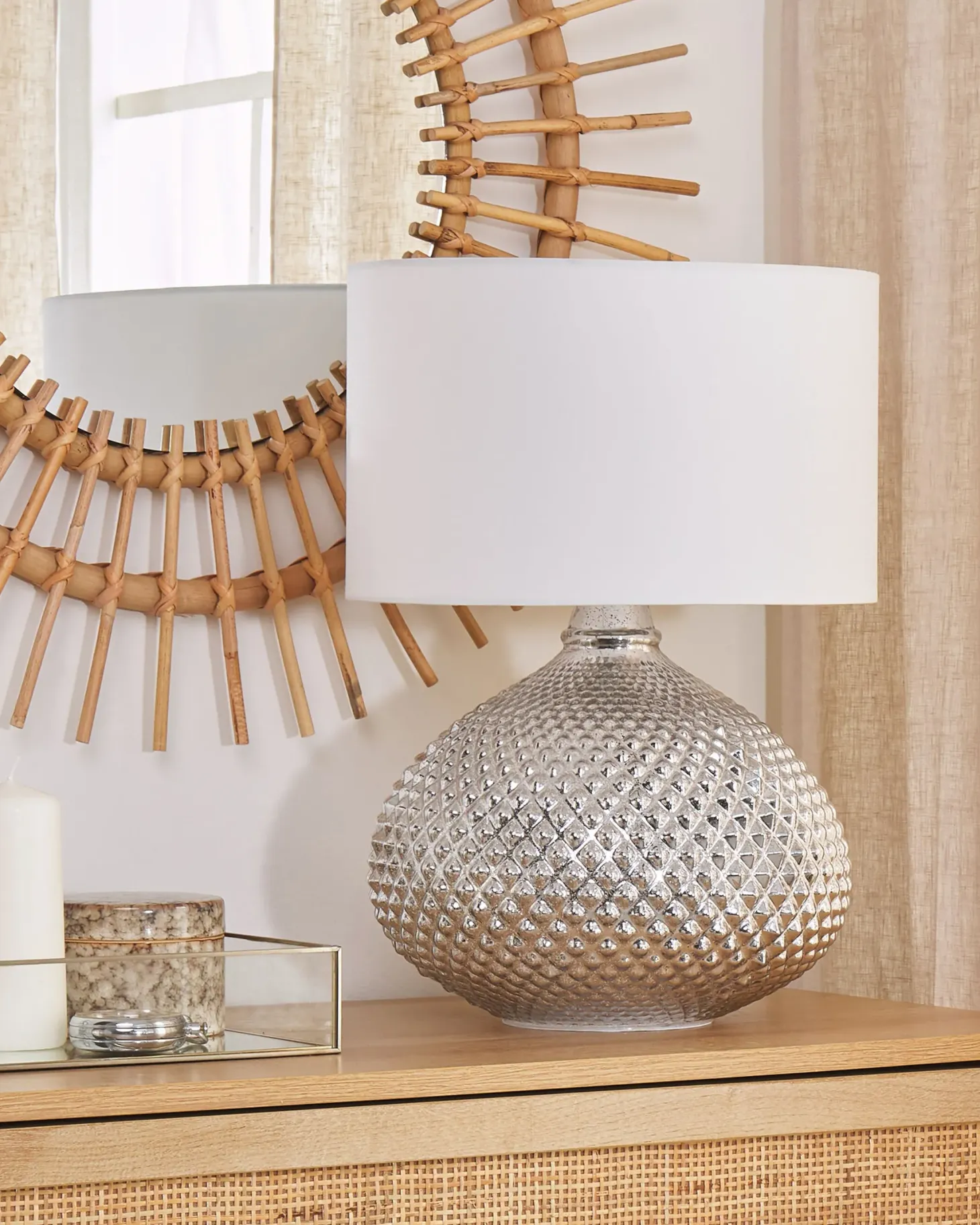 Lampa stołowa MADON Szkło Srebrny