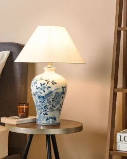 Lampa stołowa MAGROS Porcelana Biały/ niebieski
