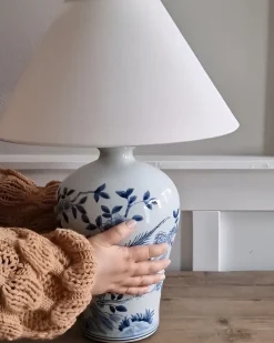 Lampa stołowa MAGROS Porcelana Biały/ niebieski