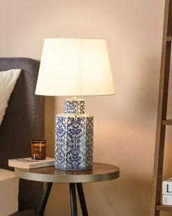 Lampa stołowa MARCELIN Porcelana Biały/ niebieski