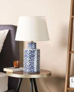 Lampa stołowa MARCELIN Porcelana Biały/ niebieski
