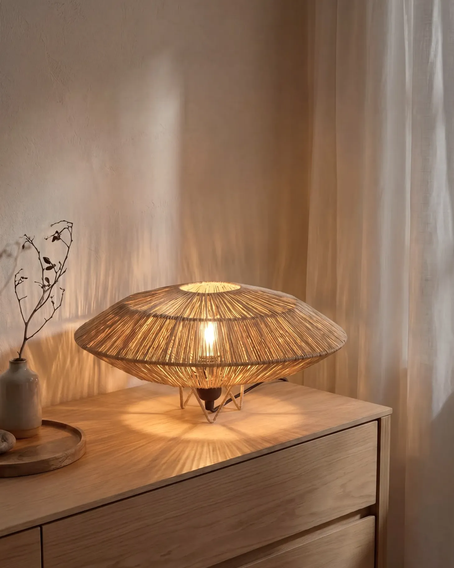 Lampa stołowa MENTIRI Plecionka Naturalny