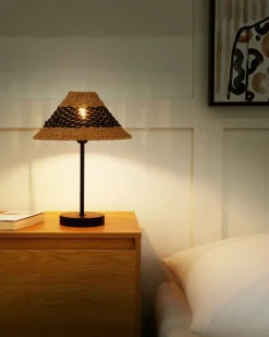 Lampa stołowa MOMBA Papierowa plecionka Czarny
