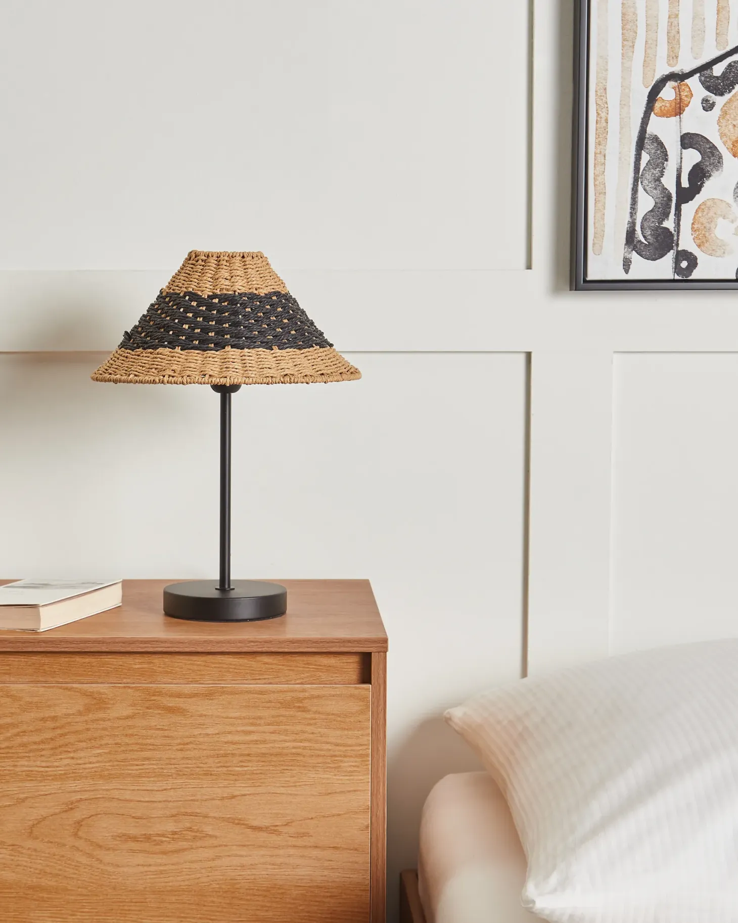 Lampa stołowa MOMBA Papierowa plecionka Czarny