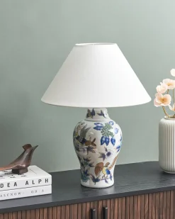 Lampa stołowa MORACA Porcelana Biały/ niebieski