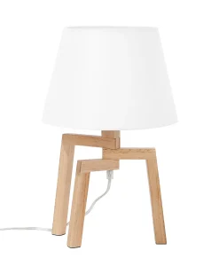Lampa stołowa NALON Drewno dębowe Brązowy/ biały
