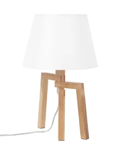 Lampa stołowa NALON Drewno dębowe Brązowy/ biały