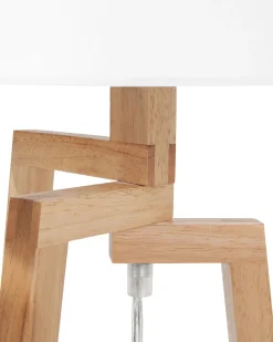 Lampa stołowa NALON Drewno dębowe Brązowy/ biały
