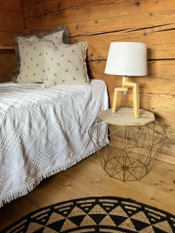 Lampa stołowa NALON Drewno dębowe Brązowy/ biały