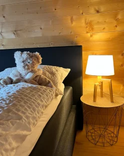 Lampa stołowa NALON Drewno dębowe Brązowy/ biały