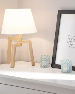 Lampa stołowa NALON Drewno dębowe Brązowy/ biały