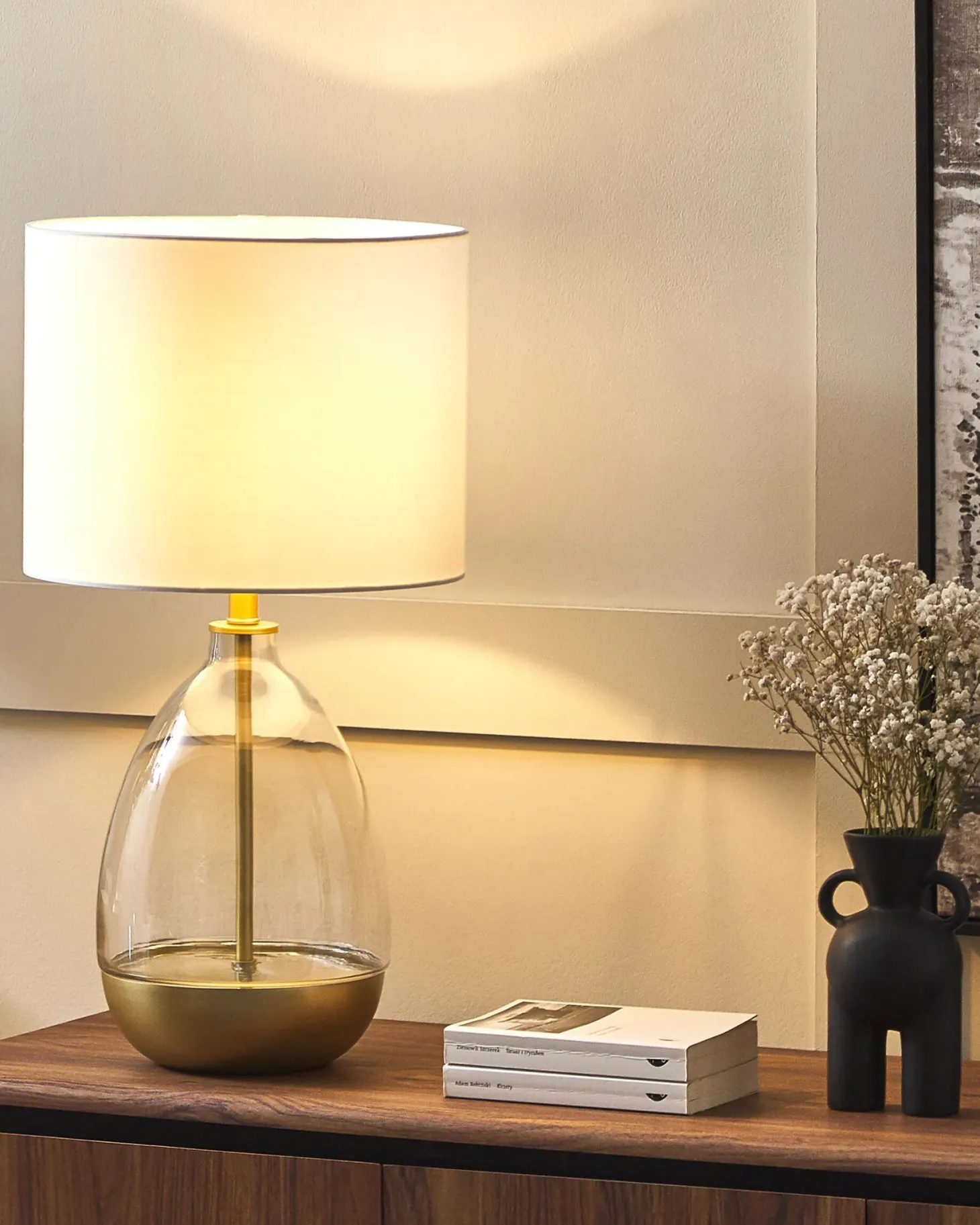 Lampa stołowa OKARI Szkło Biały