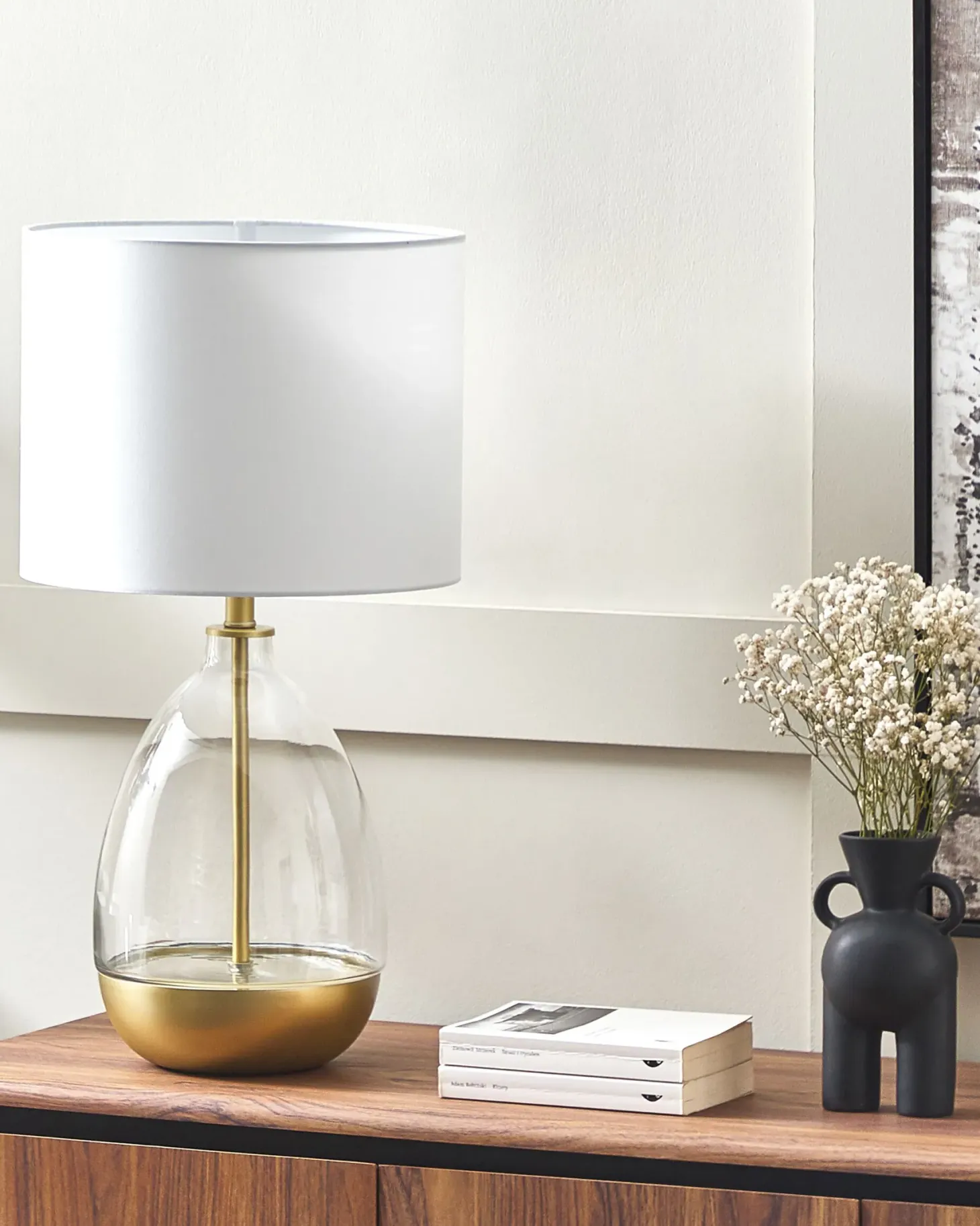 Lampa stołowa OKARI Szkło Biały