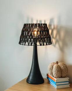 Lampa stołowa PELLEJAS Drewno mango Czarny